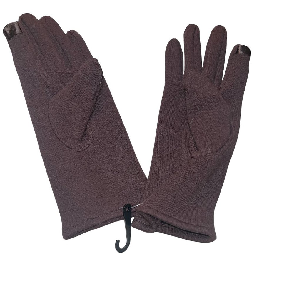 BYOS,  Women's, Chocolate Brown, Gloves w/Faux Fur Lining & Button Details - Picture 2 of 4